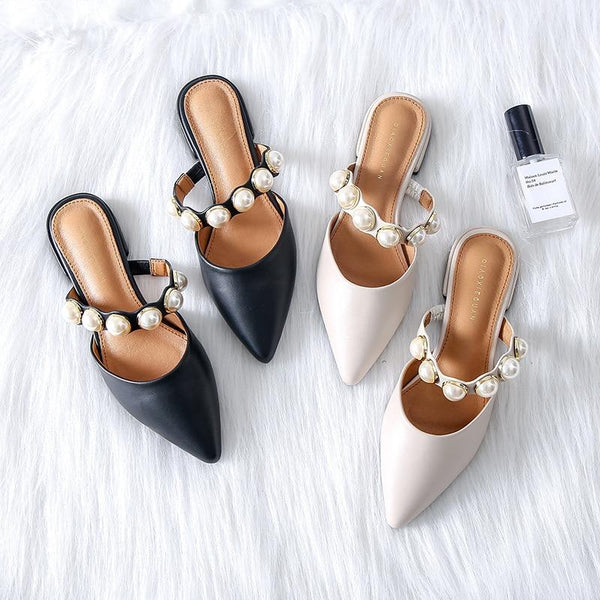 Spiked Flat-soled Slippers Female Summer  New Style Slippers Female Retro-style Slippers with Rough heels and Low heels