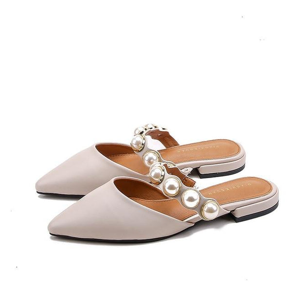 Spiked Flat-soled Slippers Female Summer  New Style Slippers Female Retro-style Slippers with Rough heels and Low heels