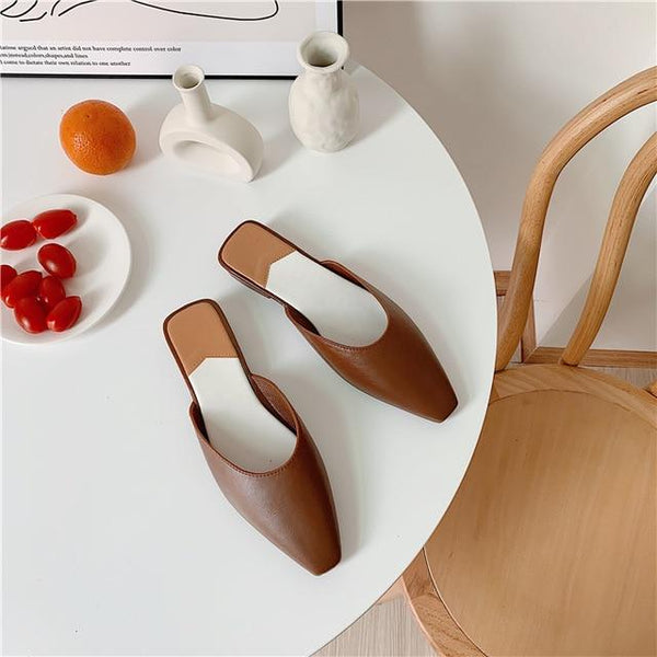 Fashion Pointed Toe Mules Summer Women Slippers Candy Color Flats Slip-on Holiday Ladies Sandals Slides Rubber Women Shoes