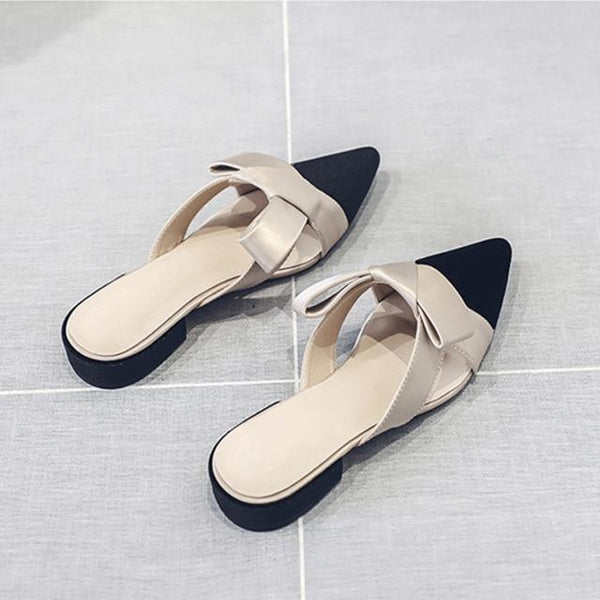 Muller Shoes  Summer New Slippers Outer Wear Slipper Female Wild Pointed Flat Loafers Baotou Shoes Female